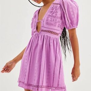 Urban Outfitters Marlee Eyelet Puff Sleeve Mini Dress